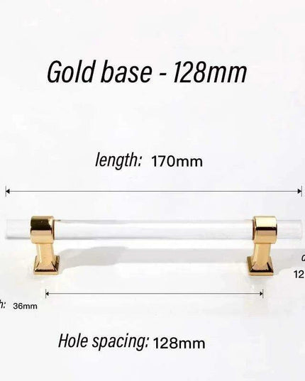 Luxurious Gold Acrylic Drawer Handles with Crystal Detailing - Chic Cabinet Pulls