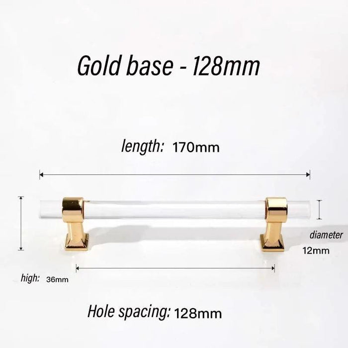 Luxurious Gold Acrylic Drawer Handles with Crystal Detailing - Chic Cabinet Pulls