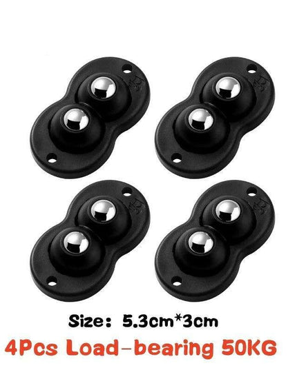 4-Pack Premium Heavy Duty Stainless Steel Furniture Casters with 360° Mobility and Easy Peel-and-Stick Installation (Load Capacity: 20/200Kg)