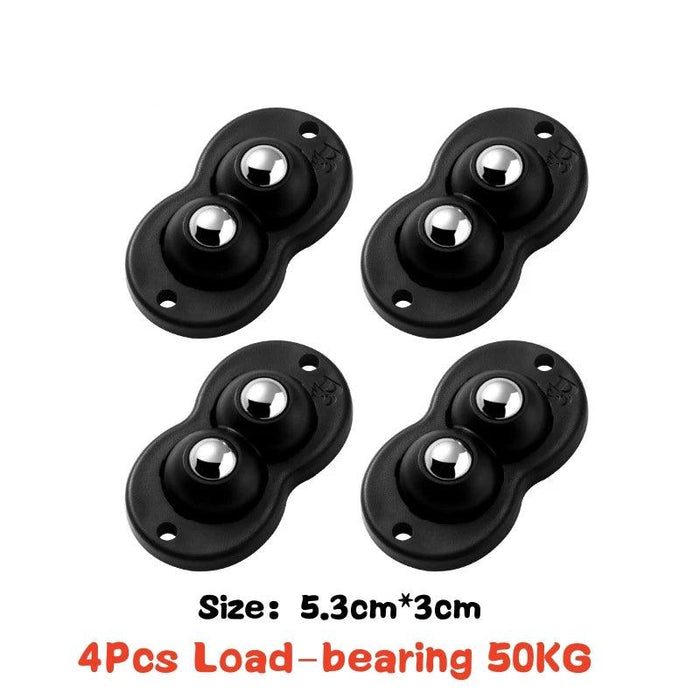4-Pack Premium Heavy Duty Stainless Steel Furniture Casters with 360° Mobility and Easy Peel-and-Stick Installation (Load Capacity: 20/200Kg)