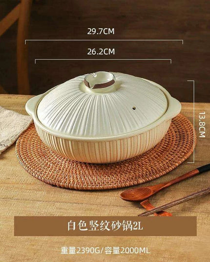 Japanese Ceramic Double Handle Stew Pot for Authentic Gas Stove Cooking