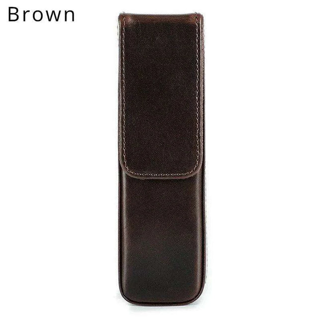 Elegant Genuine Leather Pen Organizer - Stylish Storage for Office and Travel