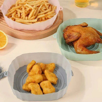 Sustainable 18CM Silicone Air Fryer Tray - Reusable Basket for Health-Conscious Cooking
