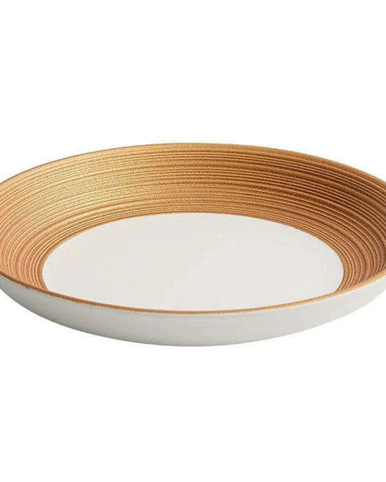 Exquisite Gold-Trimmed Ceramic Dinner Plates for Sophisticated Dining Events