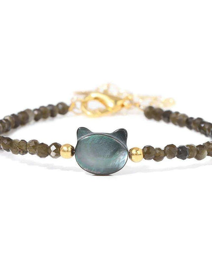 Charming Cat Lovers Beaded Bracelet - Colorful 3mm Jewelry Gift for Women and Girls