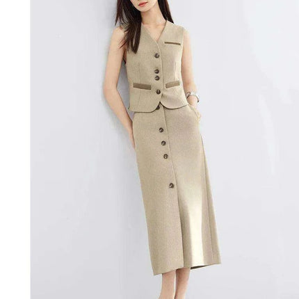 SENTUBILA Women's Chic Two-Piece Skirt Ensemble 2024: Stylish Waistcoat & Blazer Combo with Coordinating Skirt - Très Elite