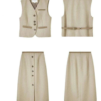 SENTUBILA Women's Chic Two-Piece Skirt Ensemble 2024: Stylish Waistcoat & Blazer Combo with Coordinating Skirt - Très Elite