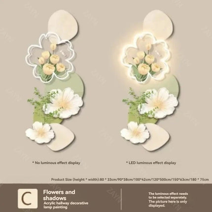 Cream Flower LED Mural Light | Fresco Decorative Wall Panel