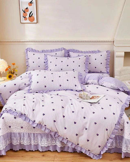 Chic Floral Ruffle Queen Bedding Set