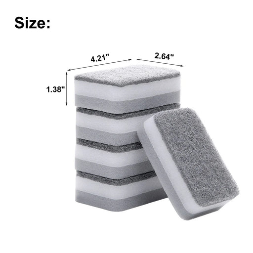 Heavy-Duty Dual-Sided Dishwashing Scrub Sponge for Kitchen - 5 Pack