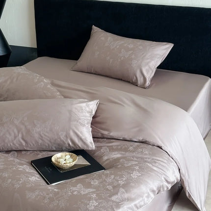 Long Staple Cotton Jacquard Bedding Set – Luxury Duvet Cover, Bedsheet & Pillowcases