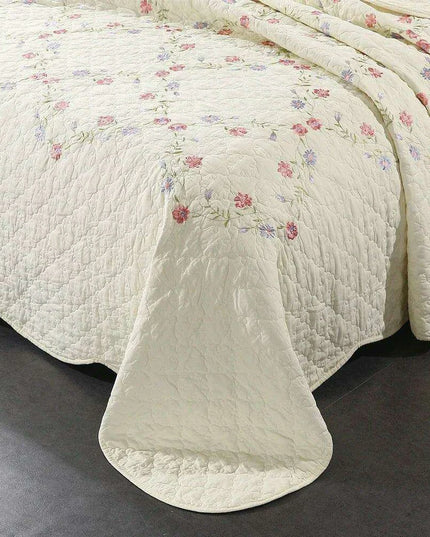 Chic French-Inspired 3-Piece Cotton Summer Quilt Set for Double Beds