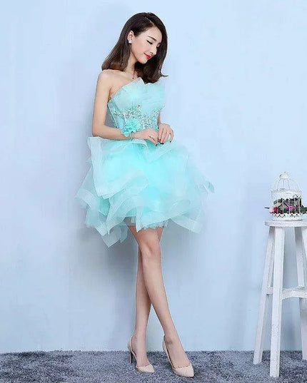 Strapless High Waist Mini Dress - Chic Solid Color Mesh Yarn Outfit for Summer Celebrations