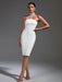 Sculpted Elegance: White Halter Neck Bodycon Dress for Unforgettable Evenings