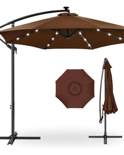 Solar-Powered 10ft LED Hanging Market Umbrella for Outdoor Spaces