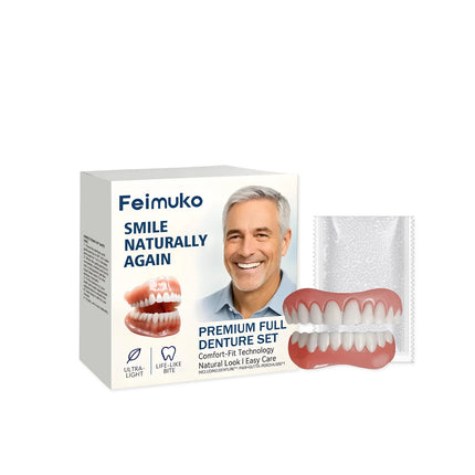 Natural-Look Silicone Upper and Lower Denture Set