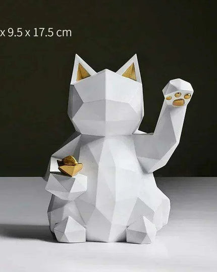Chic Nordic Lucky Cat Statues - Modern Feng Shui Decor for Home and Office
