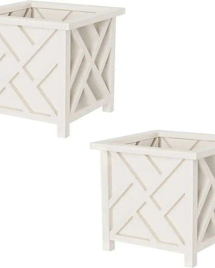 Chic White Lattice Planter Set for an Exquisite Outdoor Transformation