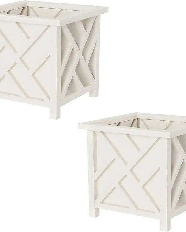 Chic White Lattice Planter Set for an Exquisite Outdoor Transformation