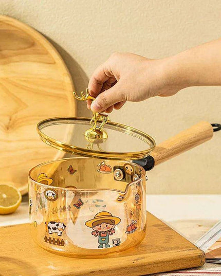 Amber Charm: 1.7L Borosilicate Glass Gourmet Cooking Pot for Soups and Noodles
