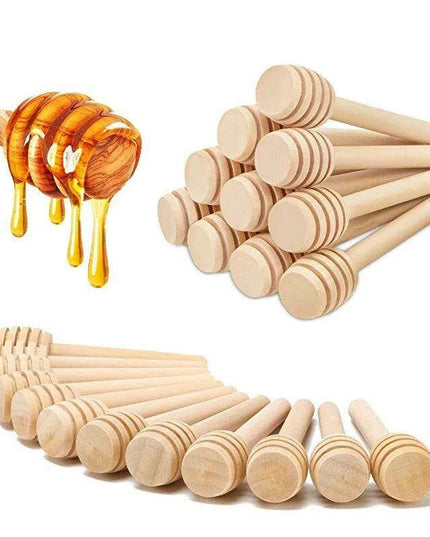 50-Piece Wooden Honey Dipper and Stirring Spoon Set for Beverages and Culinary Delights