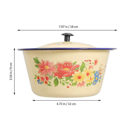 Retro Enamel Mixing Bowl with Lid - Versatile Kitchen Essential