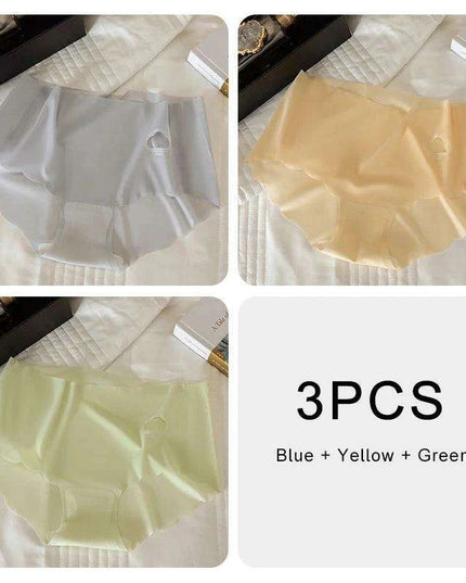 3-Pack Women's Luxurious Ice Silk Mid-Rise Briefs - Ultimate Comfort Seamless Lingerie