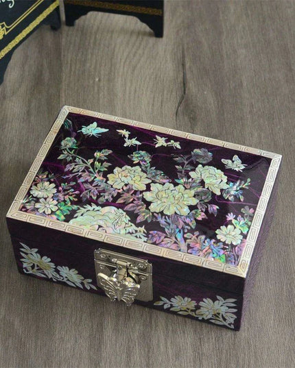 Lustrous Abalone Inlay Jewelry Organizer - Artisan Lacquered Box for Women