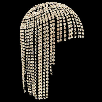 Glamorous Rhinestone Fringe Hair Accessory - Perfect for Halloween and Special Events