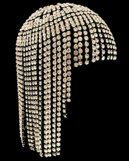 Glamorous Rhinestone Fringe Hair Accessory - Perfect for Halloween and Special Events