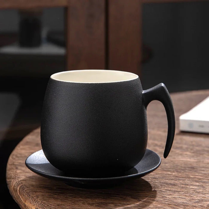 Luxurious Ceramic Office Mug - Vintage-Inspired Coffee Cup with Innovative Cup Seat Design