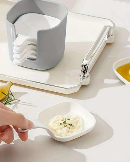 Elegant 7-Piece White Seasoning Dish Set with Organizing Box for Stylish Dining