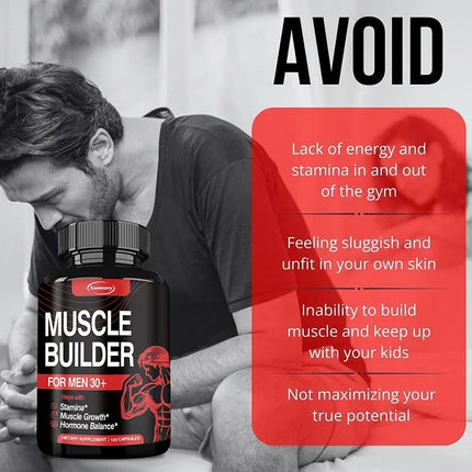 Muscle Builder for Men 30+ — Ashwagandha, Ginseng & Tribulus Capsules