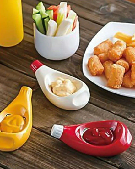 Quirky Tomato and Mustard Shaped Ceramic Dipping Bowls for Elegant Entertaining