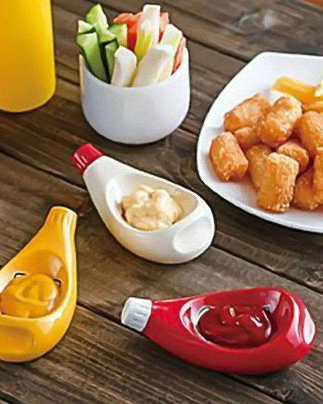 Quirky Tomato and Mustard Shaped Ceramic Dipping Bowls for Elegant Entertaining