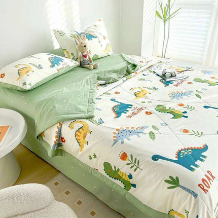 Dinosaur Delight Summer Quilt for Kids - Fun Floral Patterns for Boys' Room Decor