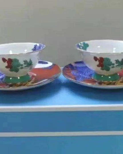 Opulent Midnight Blossom Crane Bone China Tea Set with Gold Accents