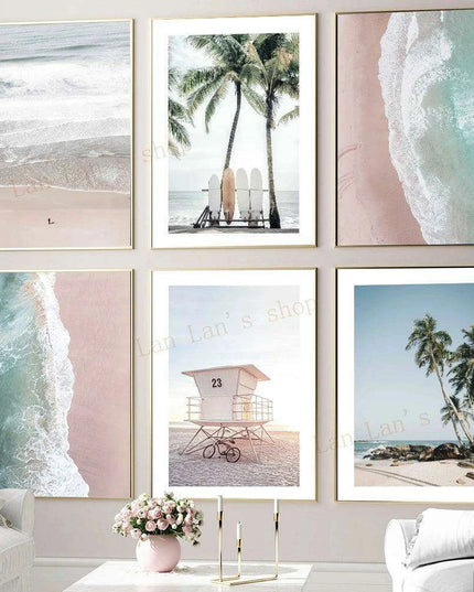 Tropical Bliss: Pink Sands & Palms Wall Art Print