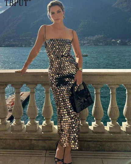 Gorgeous Backless Sequin Cocktail Dress - Elegant Evening Gown for Women
