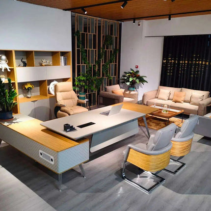 Premium Electric Reclining Office Chair with Integrated Footrest and Ergonomic High Back Support - Luxurious PU Leather Finish