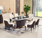 Genuine Leather Chairs & Elegant Marble Table with Stainless Steel Accents