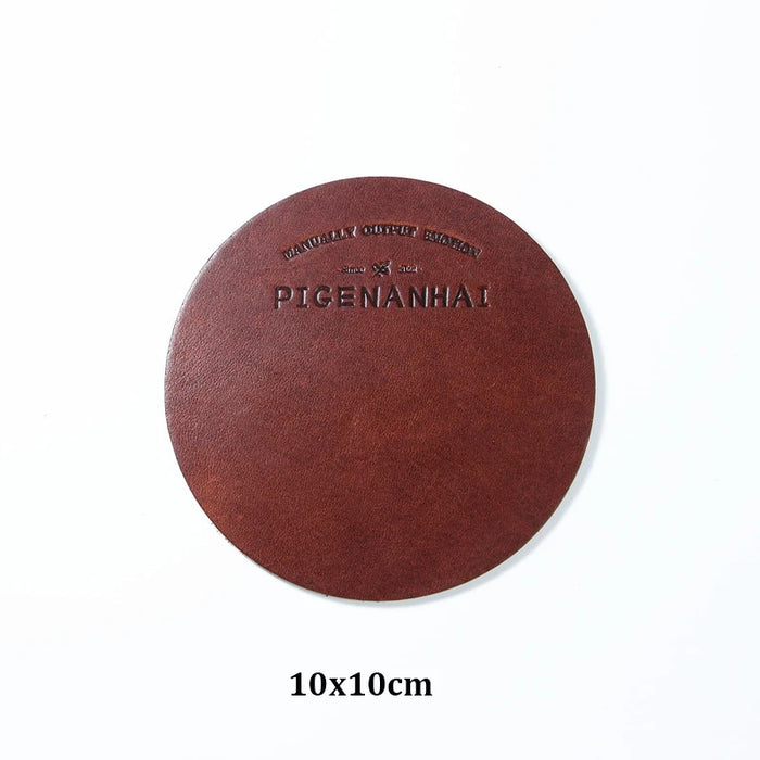 Italian Vegetable Tanned Leather Coaster Set - Handcrafted Heat Resistant Drink Mats for Home Decor