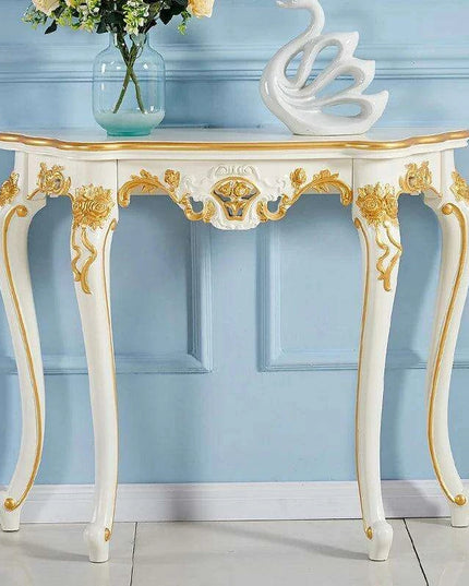 Elegantly Crafted Vintage Wood Half-Moon Console Table