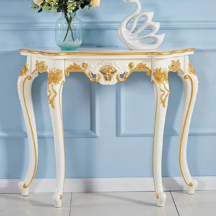 Elegantly Crafted Vintage Wood Half-Moon Console Table