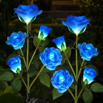 5-Head Solar Rose Garden Lights - White, Red, Blue & Yellow