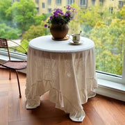 Linen Ruffled Tablecloth – Beige | Très Elite