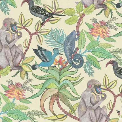 Tropical Monkey Wall Mural – Custom-Size, Multiple Finishes