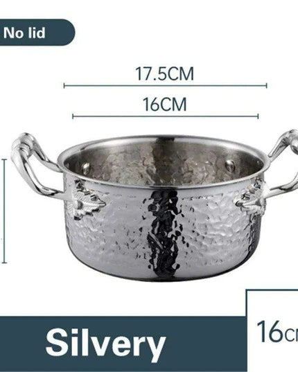 Golden Print Stainless Steel Hot Pot for Single Serving - 16cm Induction Cooker Compatible