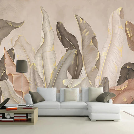Très Elite Elegant Banana Leaf Mural Wallpaper for Living Room & Bedro
