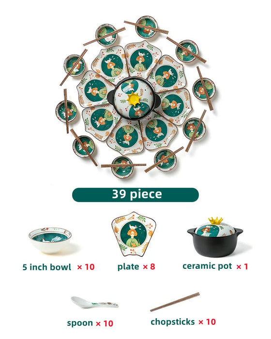 Japanese Cartoon Tableware Set - Elevate Your Dining Experience with 9 Pieces